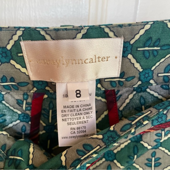 Anthropologie Shorts Pattern Print Corey Lynn Calter In The Square Green sz 8 - Picture 9 of 11